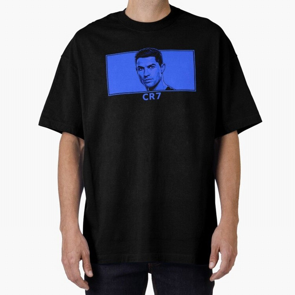 Ronaldo CR7 Blue Vector Portrait - Pop Comic Oversized T-Shirt Turn Football Passion into FIFA World Cup 2026 USA Canada Mexico Connected to Mbappe and Neymar, England and Germany Energy, Stadium Memories, Football Loyalty, International Chants and