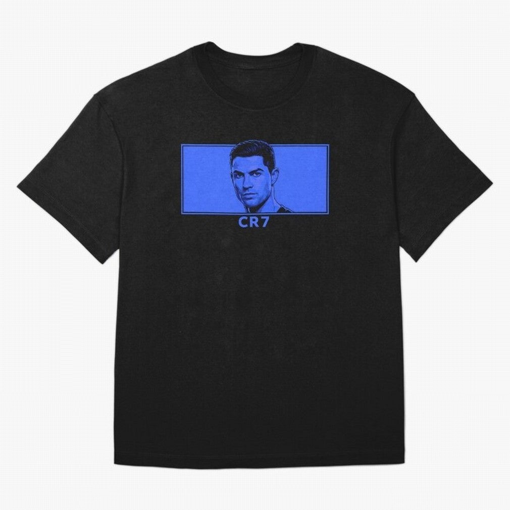 Ronaldo CR7 Blue Vector Portrait - Pop Comic Oversized T-Shirt Turn Football Passion into FIFA World Cup 2026 USA Canada Mexico Connected to Mbappe and Neymar, England and Germany Energy, Stadium Memories, Football Loyalty, International Chants and