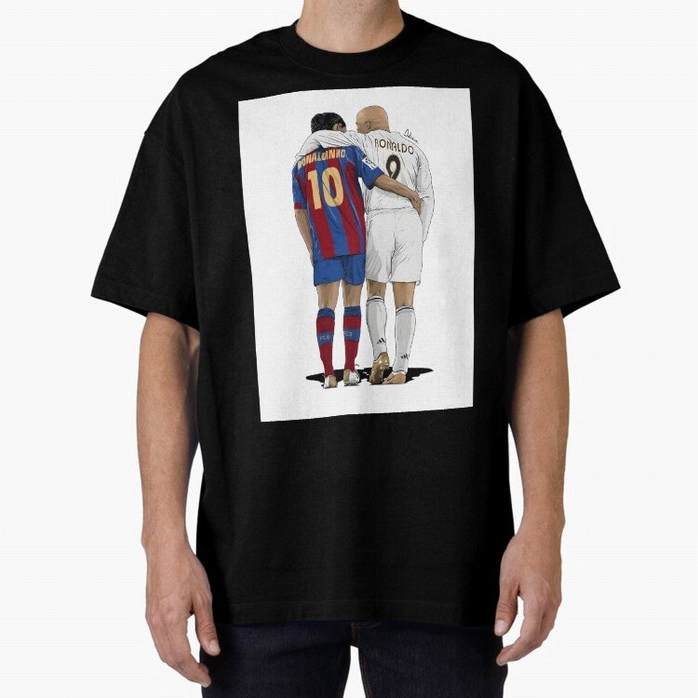 Ronaldinho & Ronaldo R9 Classic Football Legend - La Liga Derby Oversized T-Shirt Show Your Tournament Heart for FIFA World Cup 2026 USA Canada Mexico for Fans of Messi and Spain, Bringing Football Passion, Legendary Performances, Festival Vibes