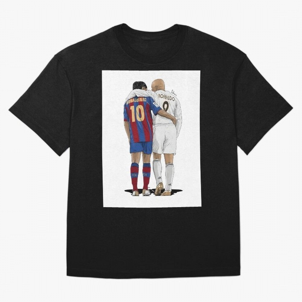 Ronaldinho & Ronaldo R9 Classic Football Legend - La Liga Derby Oversized T-Shirt Show Your Tournament Heart for FIFA World Cup 2026 USA Canada Mexico for Fans of Messi and Spain, Bringing Football Passion, Legendary Performances, Festival Vibes