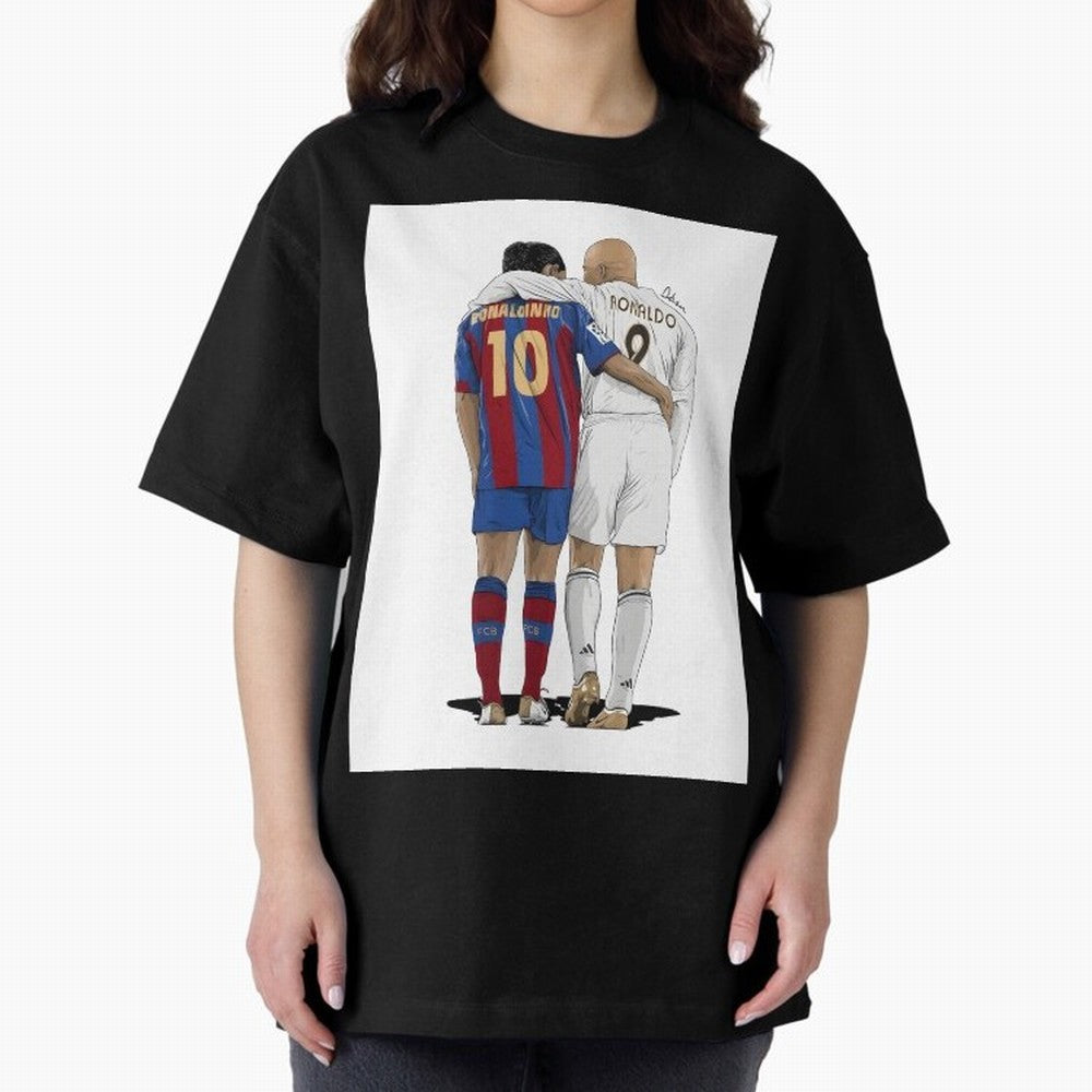 Ronaldinho & Ronaldo R9 Classic Football Legend - La Liga Derby Oversized T-Shirt Show Your Tournament Heart for FIFA World Cup 2026 USA Canada Mexico for Fans of Messi and Spain, Bringing Football Passion, Legendary Performances, Festival Vibes