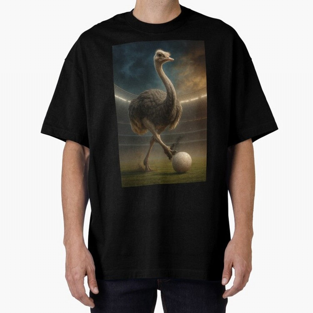 Ostrich Plays Soccer Oversized T-Shirt Make Every Match About FIFA World Cup 2026 Group Stage for Fans of Messi, CR7 and Mbappe and Netherlands, Bringing Stadium Chants, National Pride, Trophy Dreams and Unforgettable Football Memories; Made for