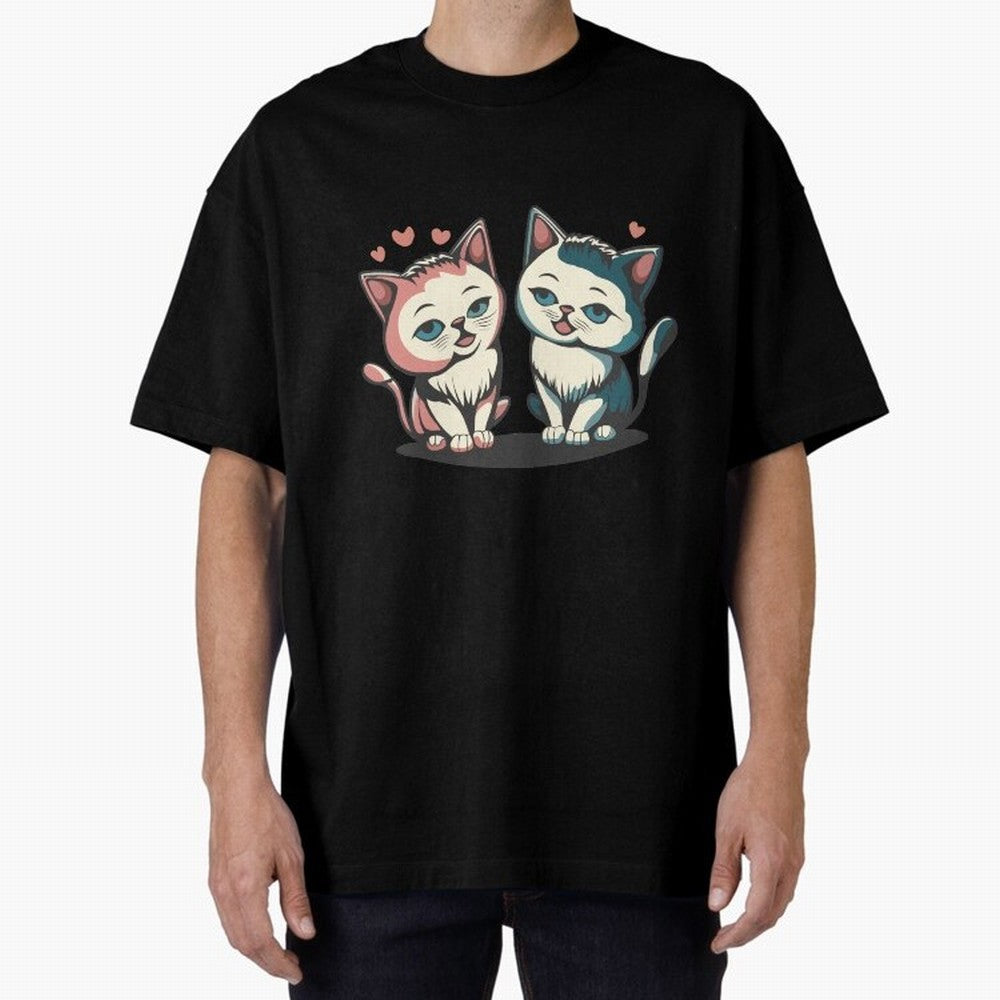 Two Funny Cats with Ronaldo Vibes ¨C Cute Football & Animal Art Oversized T-Shirt Fuel the Hype around FIFA World Cup 2026 Group Stage for Fans of Cristiano Ronaldo and Brazil, Bringing Global Supporter Spirit, Legendary Goals, National Colors and