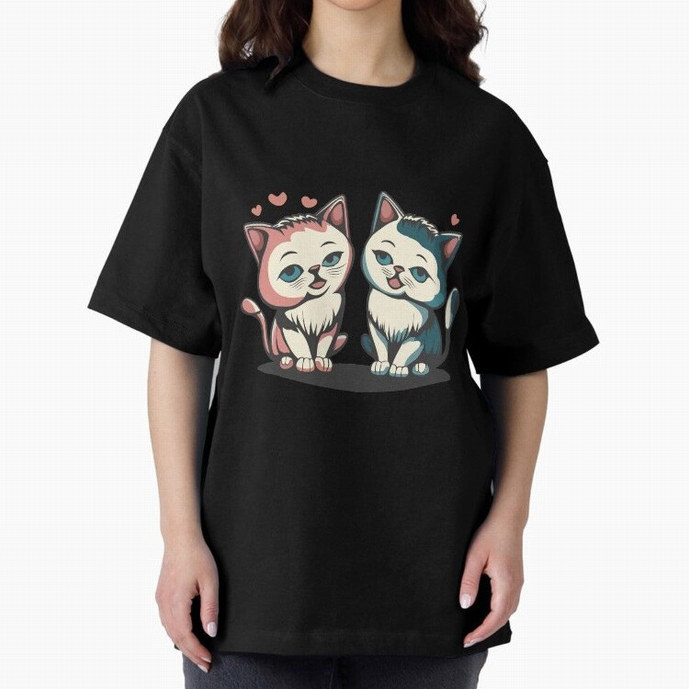 Two Funny Cats with Ronaldo Vibes ¨C Cute Football & Animal Art Oversized T-Shirt Fuel the Hype around FIFA World Cup 2026 Group Stage for Fans of Cristiano Ronaldo and Brazil, Bringing Global Supporter Spirit, Legendary Goals, National Colors and
