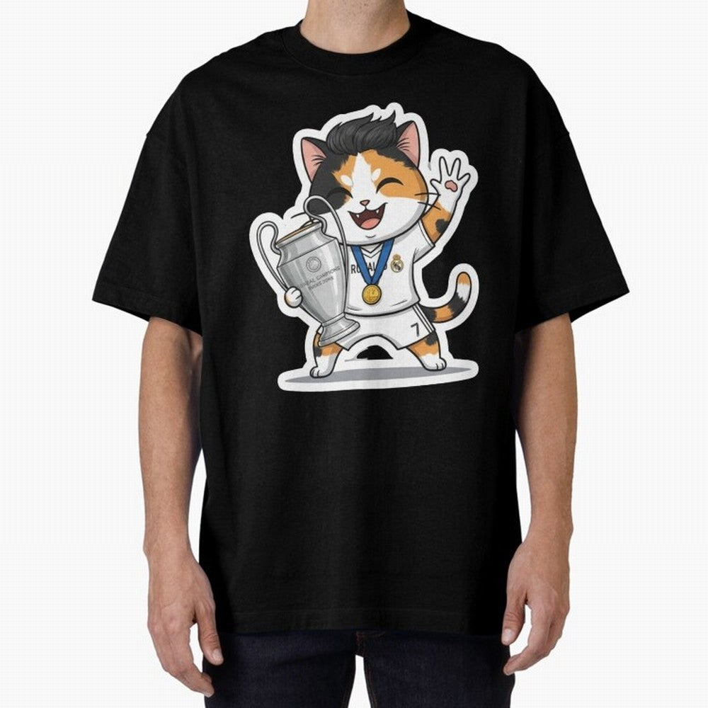 Kitten - Ucl Tittle | Ronaldo Oversized T-Shirt Carry National Pride through FIFA World Cup 2026 USA Canada Mexico Spirit, Filled with England and Germany, Messi, CR7 and Mbappe, Sports Nostalgia, International Competition, Famous Players and