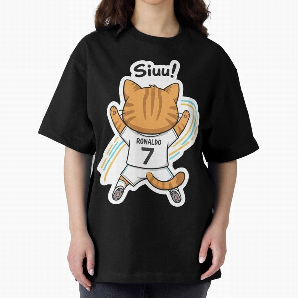 Kitten - Funny Siuuu Celebration Cat Meme | Ronaldo Oversized T-Shirt Feel the Trophy Chase of Match Day Hype around FIFA World Cup 2026, Neymar, Haaland and Cristiano Ronaldo, Brazil, Goal Celebration Energy, Supporter Heritage, Football Icons and