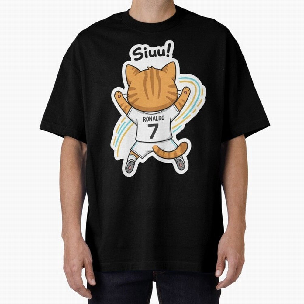 Kitten - Funny Siuuu Celebration Cat Meme | Ronaldo Oversized T-Shirt Feel the Trophy Chase of Match Day Hype around FIFA World Cup 2026, Neymar, Haaland and Cristiano Ronaldo, Brazil, Goal Celebration Energy, Supporter Heritage, Football Icons and