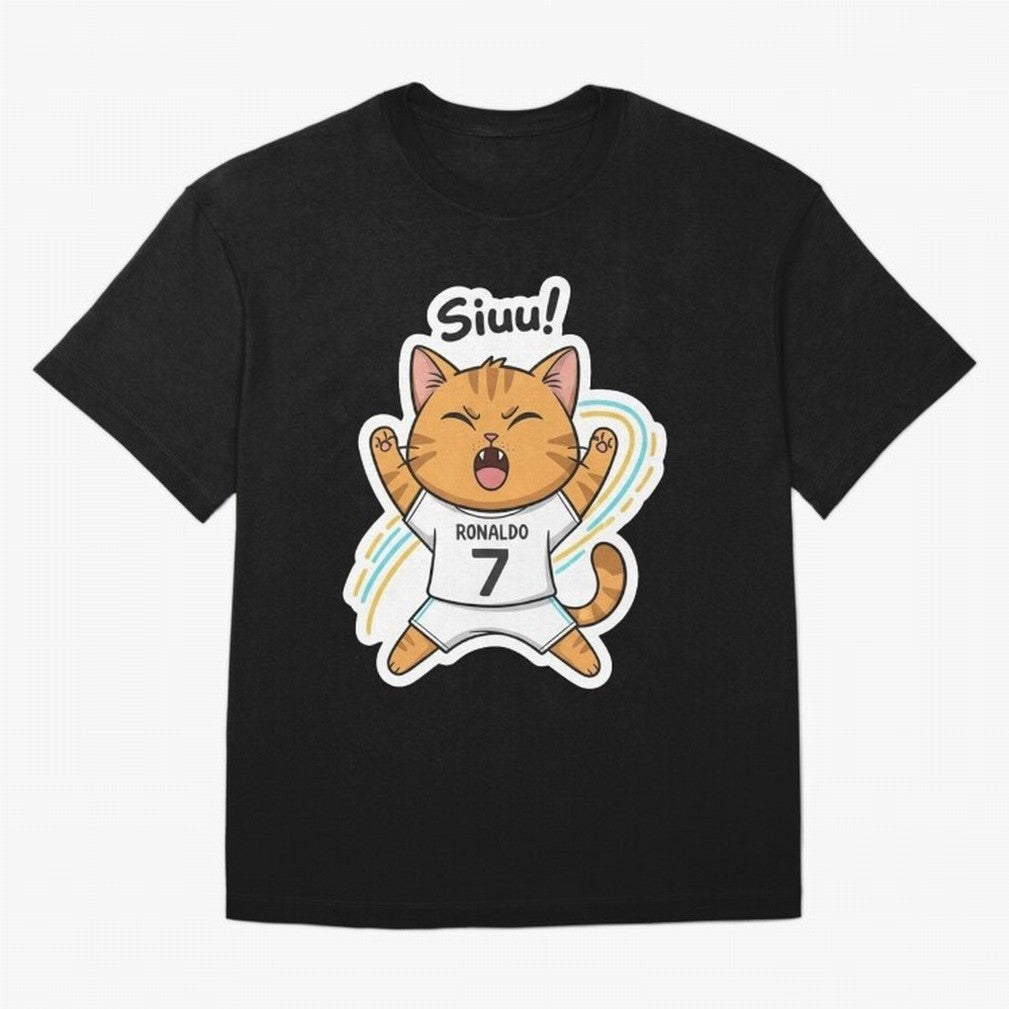 Kitten - Funny Siuuu Celebration Cat Meme | Ronaldo Oversized T-Shirt Treasure Match Day Hype around FIFA World Cup 2026, Cristiano Ronaldo, Argentina, France and Brazil, Global Supporter Spirit, Legendary Goals, National Colors and Tournament