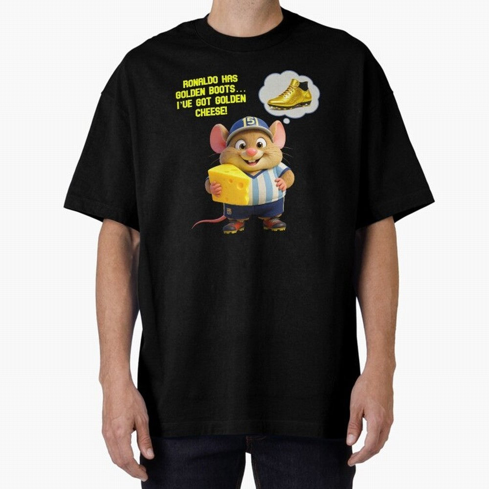 Zippy¡¯s Golden Cheese vs Ronaldo Oversized T-Shirt Feel the Roar of Match Day Hype around FIFA World Cup 2026 USA Canada Mexico, Haaland and Mbappe, Spain and Netherlands, Worldwide Fan Energy, Dramatic Goals, Stadium Lights and Championship