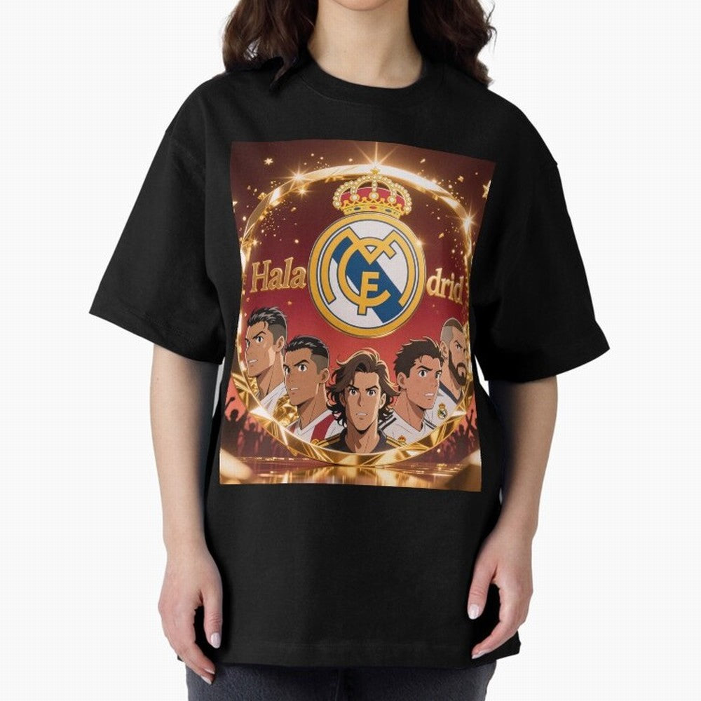 Estrellas del Real Madrid Oversized T-Shirt Create FIFA World Cup 2026 for Fans of Messi, Neymar and Mbappe and Spain, Bringing Championship Spirit, Famous Goals, Roaring Crowds and International Football Unity; Great for Watch Parties, Sports