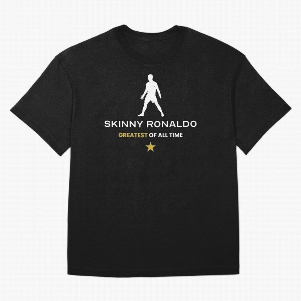 Skinny Ronaldo The Greatest Of All Time White Oversized T-Shirt Celebrate Global Passion for Global Football Passion for FIFA World Cup 2026 Group Stage, Built around Neymar, Haaland and Cristiano Ronaldo, France, Match Day Excitement, Supporter