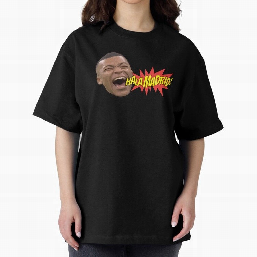 Real Madrid - Kylian Mbapp¨¦ Hala Madrid Oversized T-Shirt Turn Football Passion into Global Football Passion for FIFA World Cup 2026 USA Canada Mexico, Highlighting Messi, CR7 and Mbappe, Brazil, Portugal and Argentina, Vintage Soccer Flavor,