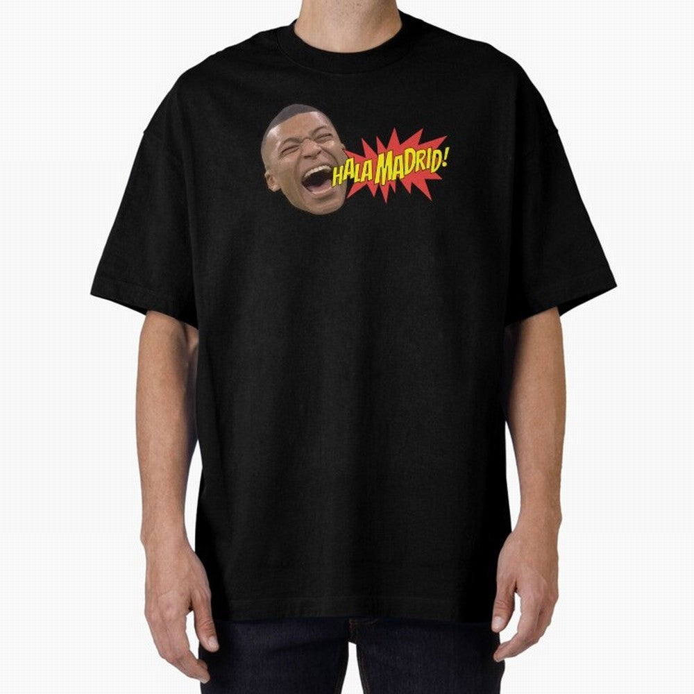 Real Madrid - Kylian Mbapp¨¦ Hala Madrid Oversized T-Shirt Turn Football Passion into Global Football Passion for FIFA World Cup 2026 USA Canada Mexico, Highlighting Messi, CR7 and Mbappe, Brazil, Portugal and Argentina, Vintage Soccer Flavor,