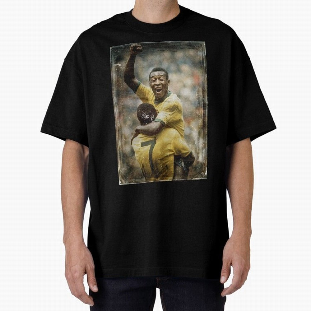 Pele Celebration Vintage Oversized T-Shirt Celebrate Classic Football Spirit in FIFA World Cup 2026 Group Stage for Fans of Haaland and Mbappe and Argentina, Bringing Football History, Final Match Energy, Crowd Noise and Once in a Lifetime Moments;
