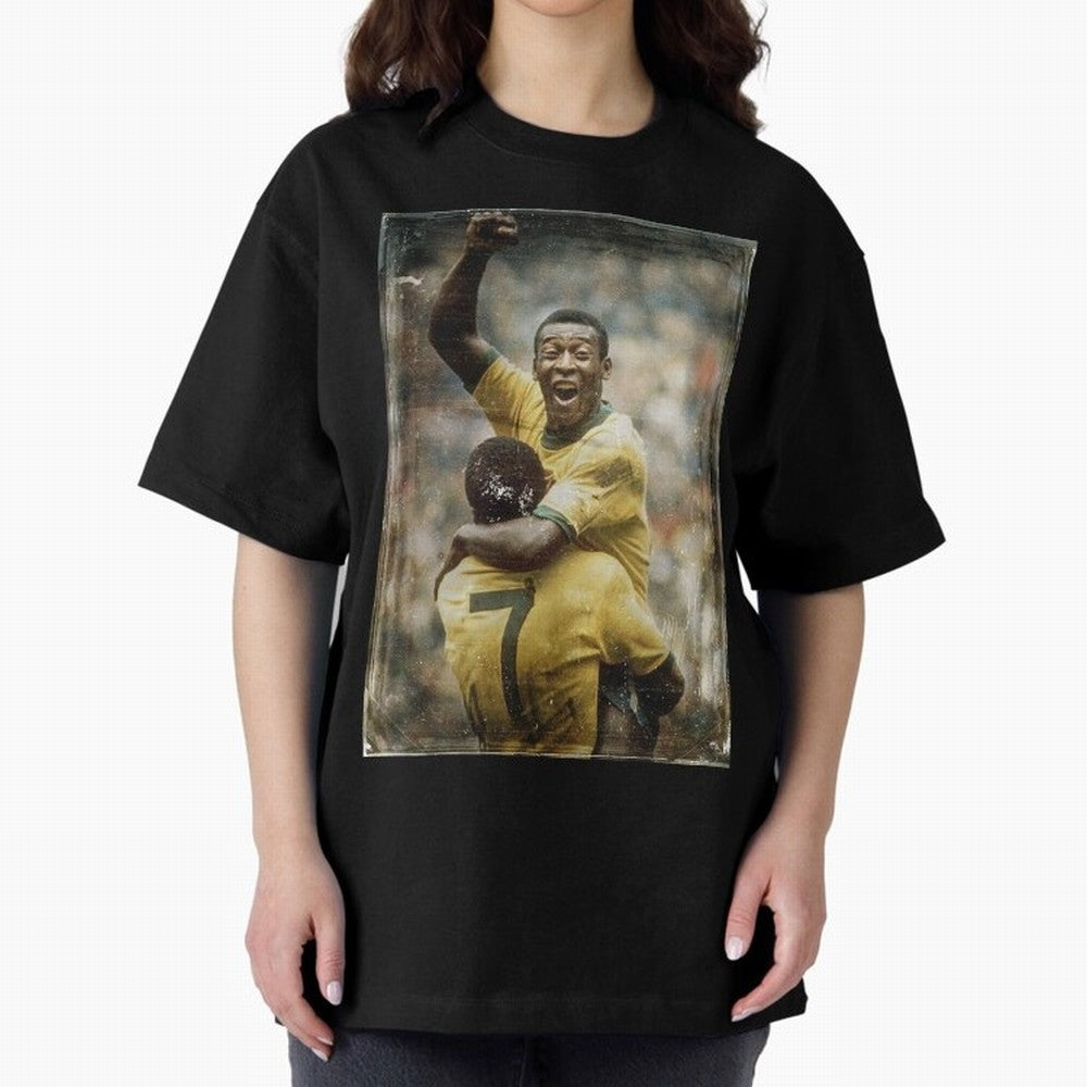 Pele Celebration Vintage Oversized T-Shirt Celebrate Classic Football Spirit in FIFA World Cup 2026 Group Stage for Fans of Haaland and Mbappe and Argentina, Bringing Football History, Final Match Energy, Crowd Noise and Once in a Lifetime Moments;