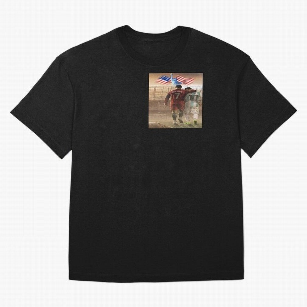 Ronaldo & messi 7_10 football USA sports top quality redbubble Oversized T-Shirt Fuel the Hype around the FIFA World Cup 2026 Journey through Mbappe and Neymar Highlights, Netherlands Pride, Game Day Rituals, Football Legends, Country Pride and the