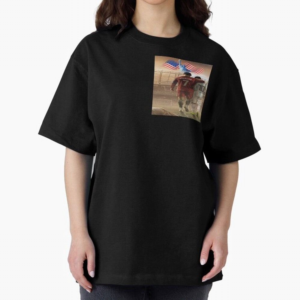 Ronaldo & messi 7_10 football USA sports top quality redbubble Oversized T-Shirt Fuel the Hype around the FIFA World Cup 2026 Journey through Mbappe and Neymar Highlights, Netherlands Pride, Game Day Rituals, Football Legends, Country Pride and the