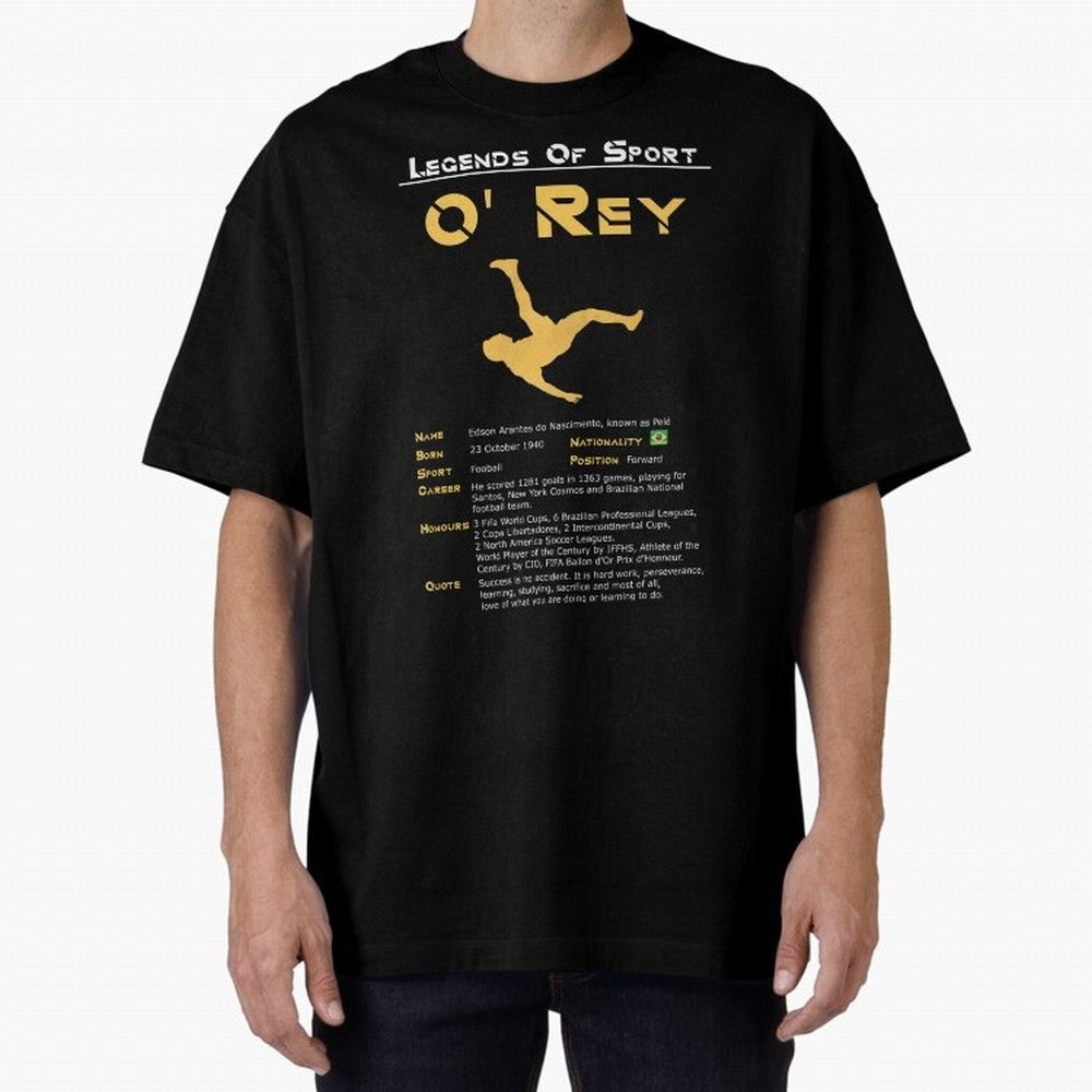 Legends of Sport Pele Pel¨¦ Oversized T-Shirt Show Your Tournament Heart for FIFA World Cup 2026 Spirit, Inspired by Germany, Cristiano Ronaldo, Haaland and CR7, Championship Spirit, Famous Goals, Roaring Crowds and International Football Unity;
