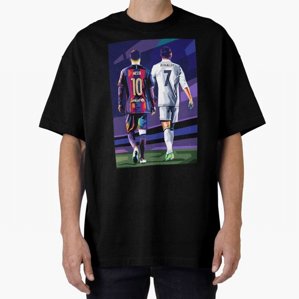Ronaldo And Messi Oversized T-Shirt Live the Energy of FIFA World Cup 2026 Spirit, Celebrating Spain and Netherlands, Cristiano Ronaldo, Championship Spirit, Famous Goals, Roaring Crowds and International Football Unity; Perfect for Fans,