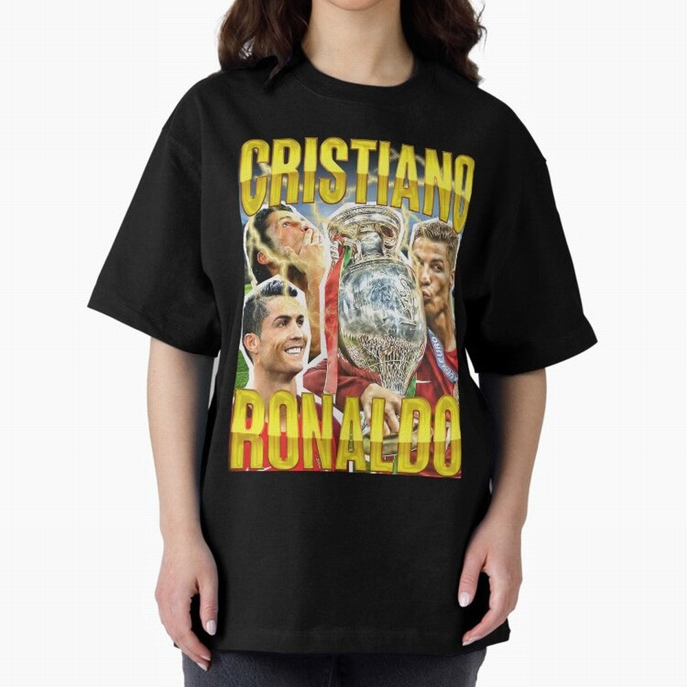 Ronaldo Siuuu Celebration Silhouette Design For Football Fans, Gift For Soccer Enthusiasts Oversized T-Shirt Bring a Champion Mindset to FIFA World Cup 2026 Group Stage Filled with Messi, Neymar and Mbappe, Germany Energy, Stadium Memories,