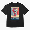 Ronaldo Poster Style Pop Art Design For Football Fans Gift For Soccer Enthusiasts Oversized T-Shirt Celebrate Rivalries and Pride in FIFA World Cup 2026 Group Stage for Fans of Messi and Brazil, Bringing Football Passion, Legendary Performances,