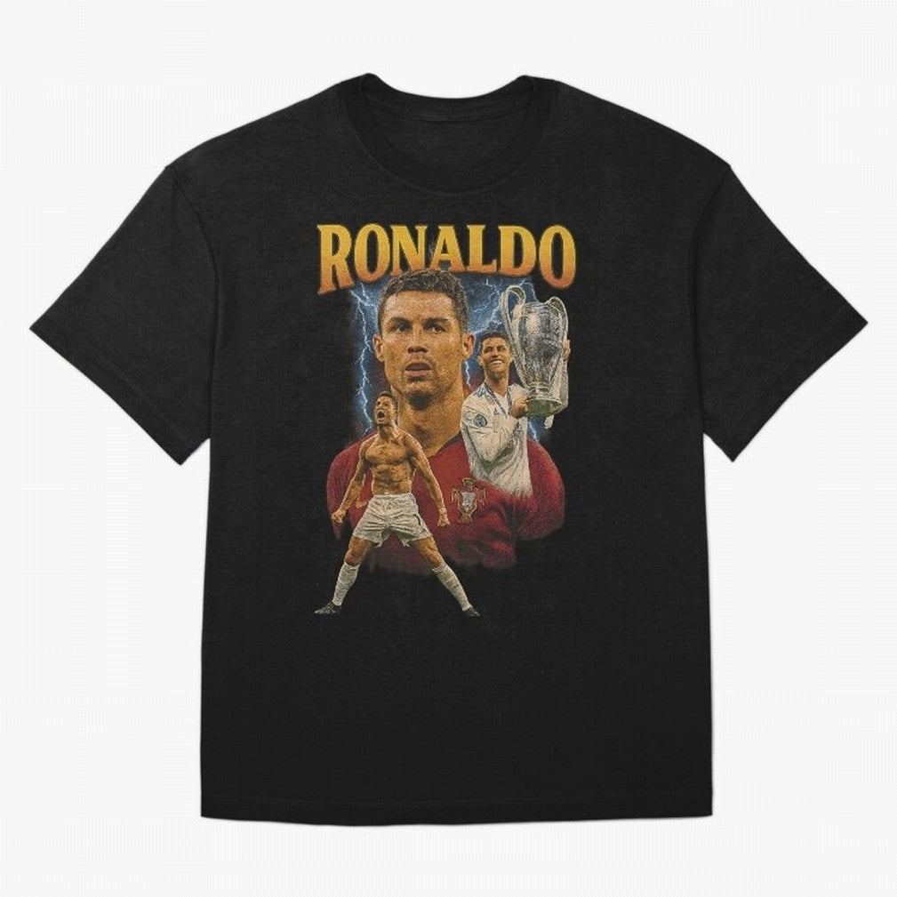 Ronaldo Champion Victory Design For Football Fans Gift For Soccer Supporters Oversized T-Shirt Carry the Dream of Match Day Hype around FIFA World Cup 2026 Group Stage, Haaland and Mbappe, Spain and Netherlands, Classic Soccer Heritage,