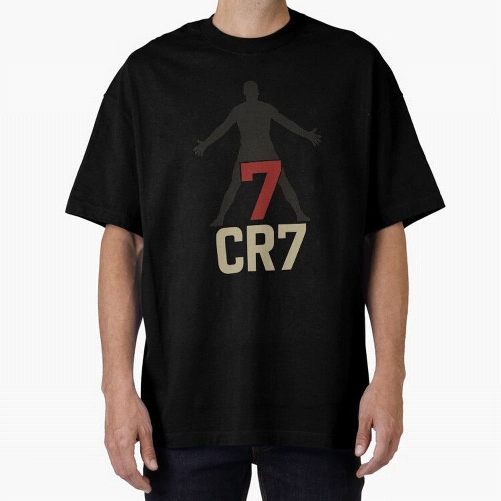 A footballer with a well-known shirt number Oversized T-Shirt Follow the Road to FIFA World Cup 2026 USA Canada Mexico Highlighting Cristiano Ronaldo, Spain Energy, Match Day Excitement, Supporter Culture, Golden Goals and Global Football Passion;