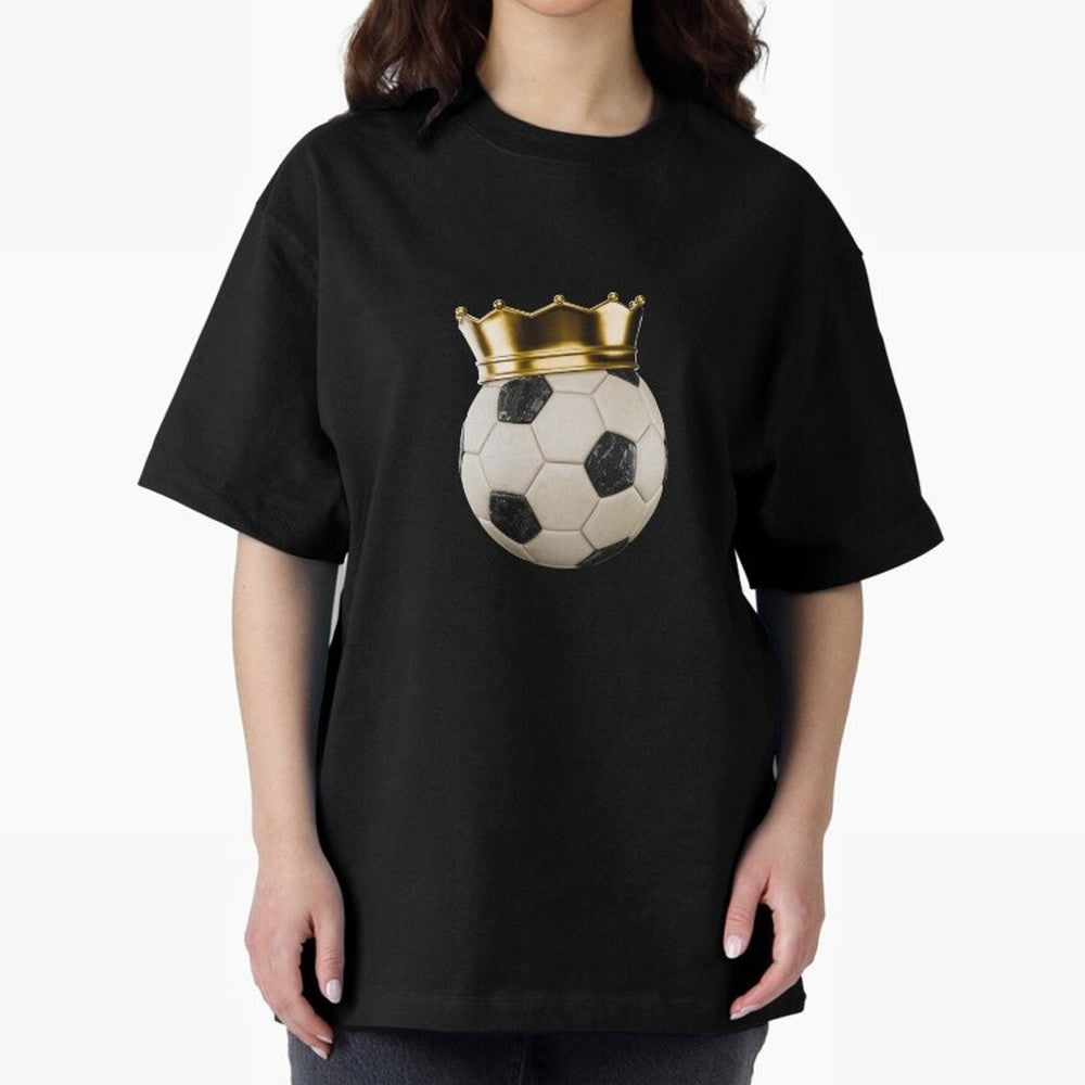 Soccer Ball with Kings Crown, Sticker Illustration Oversized T-Shirt Make Memories around FIFA World Cup 2026 USA Canada Mexico Capturing Messi, Neymar and Mbappe, Argentina, France and Brazil Energy, Global Supporter Spirit, Legendary Goals,