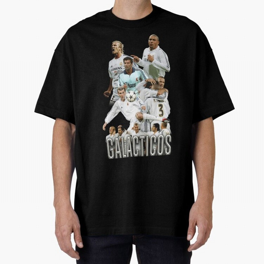 Real Madrid Galacticos Soccer Legends Collage Poster Oversized T-Shirt Capture Stadium Memories from Match Day Hype around FIFA World Cup 2026 USA Canada Mexico, Cristiano Ronaldo, Haaland and CR7, Argentina and Brazil, Football Festival