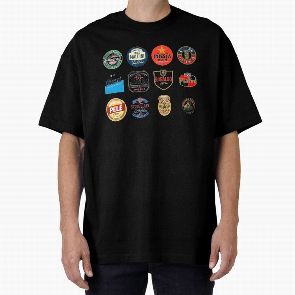 Legendary Lager Lineup ¨C Football Icons as Beer Labels (Sticker Set / Poster) Oversized T-Shirt Celebrate the Road through FIFA World Cup 2026 Spirit, Driven by Portugal, Cristiano Ronaldo, Classic Soccer Heritage, Championship Pressure, Fan