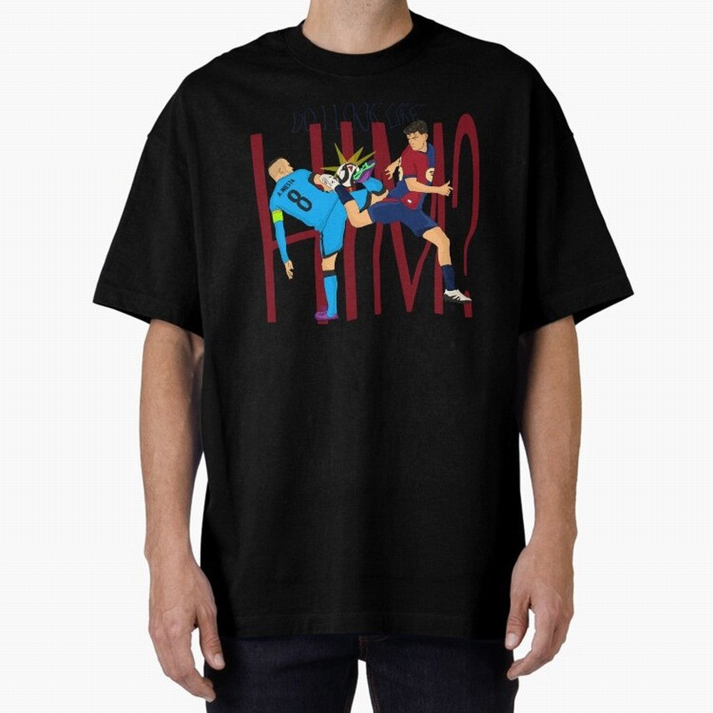 Iniesta and pedri the past and present Oversized T-Shirt Support the Legends of the FIFA World Cup 2026 Group Stage Journey through Messi, CR7 and Mbappe Highlights, Spain and Netherlands Pride, Soccer Culture, Superstar Moments, National Team