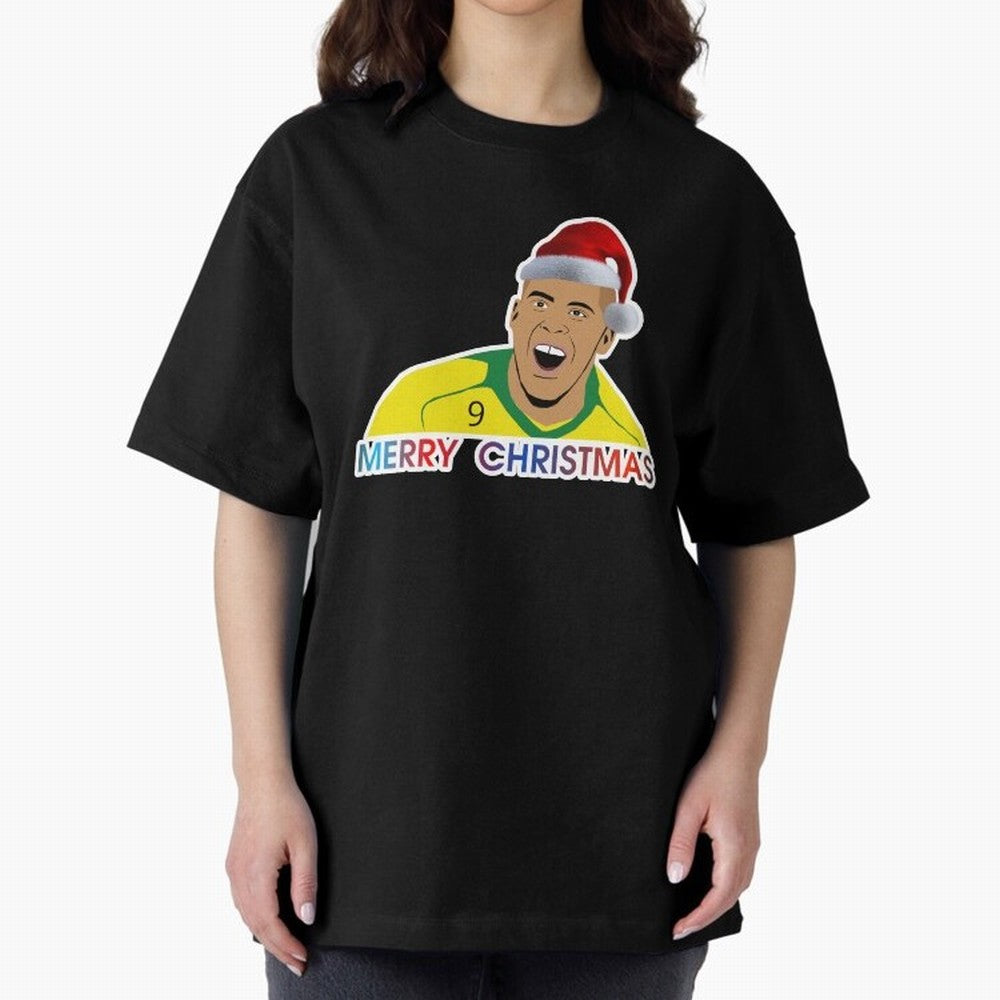 Ronaldo Christmas illustration Oversized T-Shirt Join Supporters Worldwide for FIFA World Cup 2026 Spirit, Driven by Brazil, Portugal and Argentina, CR7 and Messi, Game Day Rituals, Football Legends, Country Pride and the Road to the Final; Perfect
