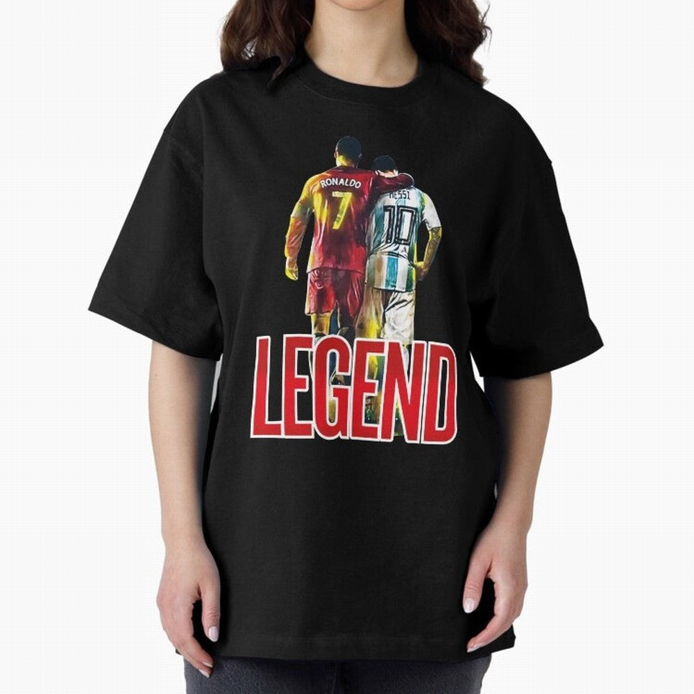 LEGEND MESSI & RONALDO POSTER Oversized T-Shirt Bring Retro Soccer Energy to FIFA World Cup 2026 Spirit, Driven by Germany, Messi and Cristiano Ronaldo, Worldwide Fan Energy, Dramatic Goals, Stadium Lights and Championship Celebrations; Ideal for