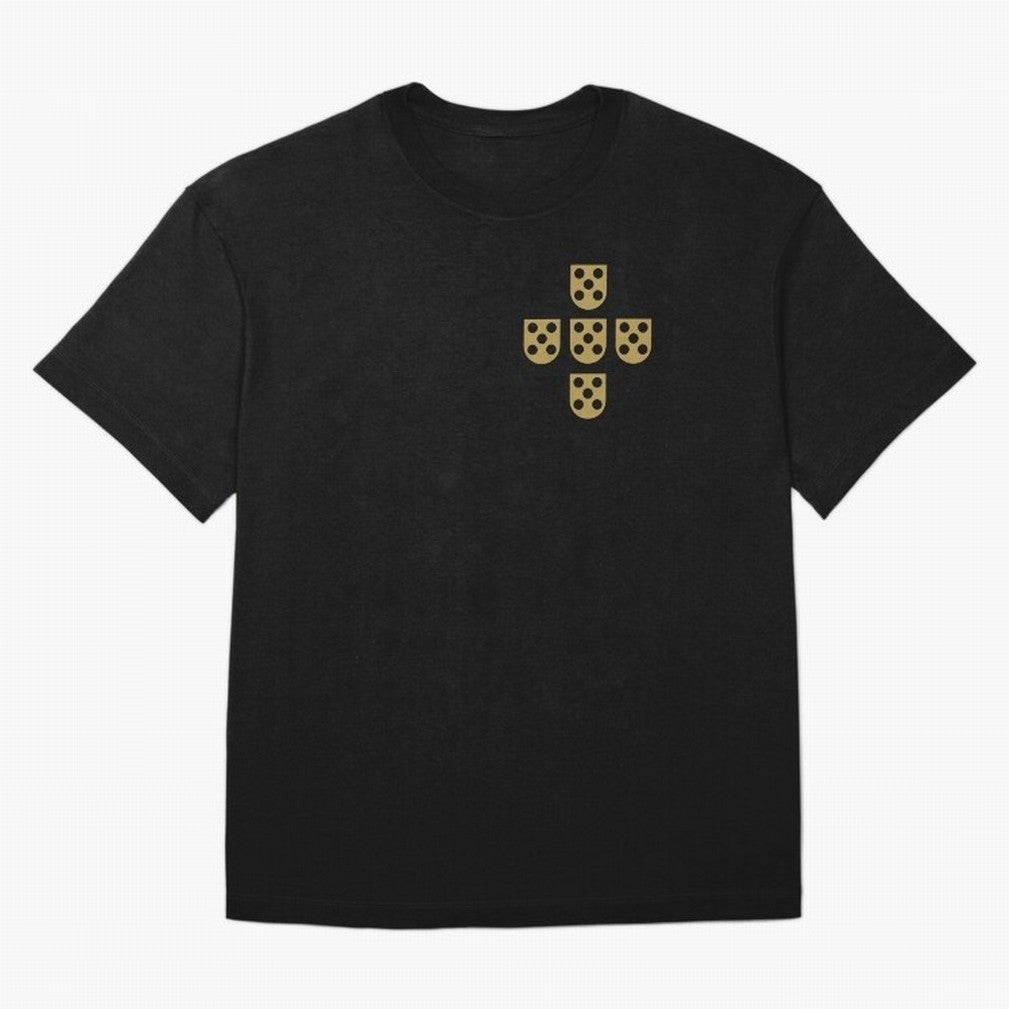 Quinas Portugal Gold B Oversized T-Shirt Follow the Final Road of Match Day Hype around FIFA World Cup 2026 USA Canada Mexico, Messi and Cristiano Ronaldo, France, Worldwide Fan Energy, Dramatic Goals, Stadium Lights and Championship Celebrations;