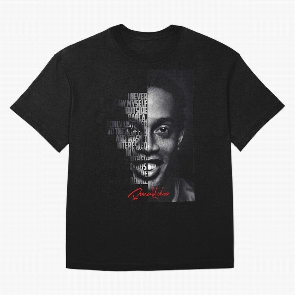 Black and white Ronaldinho quote. Oversized T-Shirt Back the Journey through Match Day Hype around FIFA World Cup 2026, Mbappe and Neymar, Spain, Retro Football Energy, Iconic Rivalries, Trophy Chase Drama and Stadium Atmosphere; Made for Die Hard