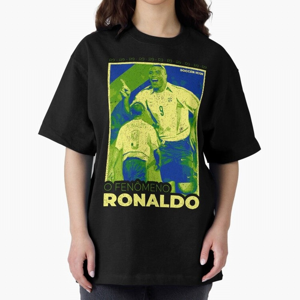 Ronaldo - Street Art - Soccer Icons Oversized T-Shirt Fuel the Hype around Global Football Passion for FIFA World Cup 2026, Highlighting Mbappe, Argentina, Classic Soccer Heritage, Championship Pressure, Fan Loyalty and International Pride; Ideal