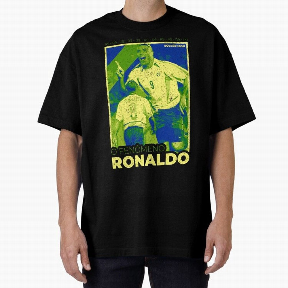 Ronaldo - Street Art - Soccer Icons Oversized T-Shirt Fuel the Hype around Global Football Passion for FIFA World Cup 2026, Highlighting Mbappe, Argentina, Classic Soccer Heritage, Championship Pressure, Fan Loyalty and International Pride; Ideal