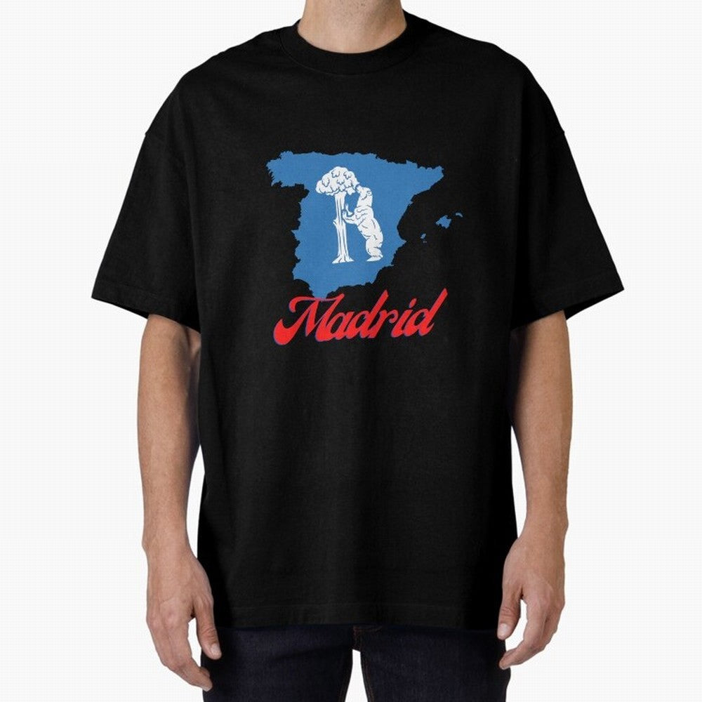 Madrid Bear Strawberry Tree Oversized T-Shirt Feel the Trophy Chase of Global Football Passion for FIFA World Cup 2026 USA Canada Mexico, Driven by Messi, Neymar and Mbappe, France and Portugal, Goal Celebration Energy, Supporter Heritage, Football