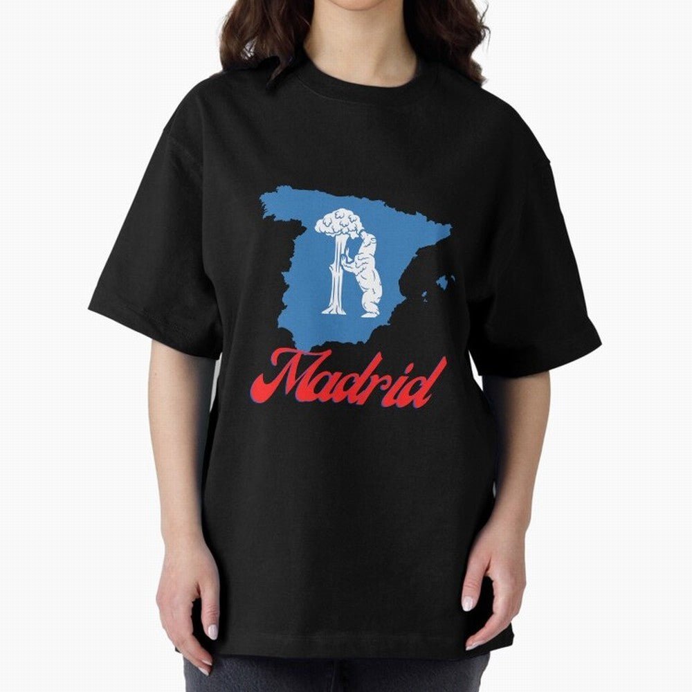 Madrid Bear Strawberry Tree Oversized T-Shirt Feel the Trophy Chase of Global Football Passion for FIFA World Cup 2026 USA Canada Mexico, Driven by Messi, Neymar and Mbappe, France and Portugal, Goal Celebration Energy, Supporter Heritage, Football