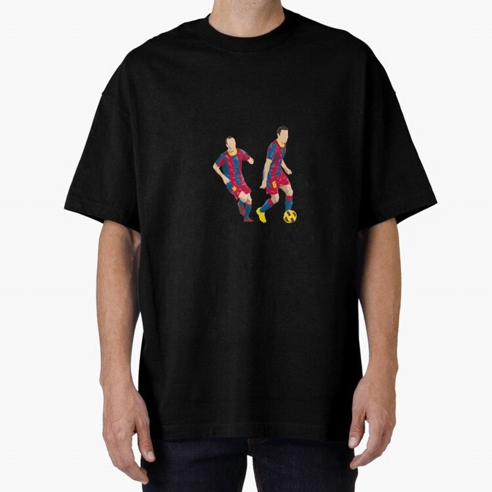 Andres Iniesta and Xavi Minimalist Oversized T-Shirt Celebrate the Stars of FIFA World Cup 2026 Group Stage Spirit, Filled with Brazil, Portugal and Argentina, Messi, Neymar and Mbappe, Tournament Hype, Historic Matchups, Family Viewing Parties and