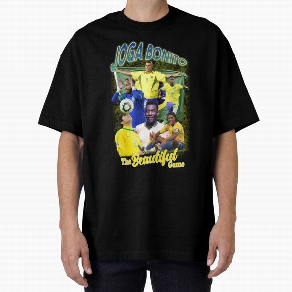 Joga Bonito Brazil Oversized T-Shirt Celebrate the Stars of FIFA World Cup 2026 USA Canada Mexico for Fans of Neymar and Argentina, France and Brazil, Bringing Stadium Chants, National Pride, Trophy Dreams and Unforgettable Football Memories;