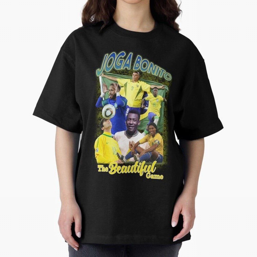 Joga Bonito Brazil Oversized T-Shirt Celebrate the Stars of FIFA World Cup 2026 USA Canada Mexico for Fans of Neymar and Argentina, France and Brazil, Bringing Stadium Chants, National Pride, Trophy Dreams and Unforgettable Football Memories;