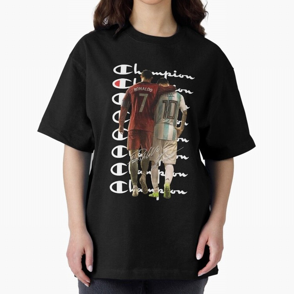 Ronaldos And Messis C-C-H-A-M-P-I-O-N-N Oversized T-Shirt Represent Fans Who Live for the FIFA World Cup 2026 Group Stage Journey through Messi, Neymar and Mbappe Highlights, France Pride, Soccer Culture, Superstar Moments, National Team Dreams and