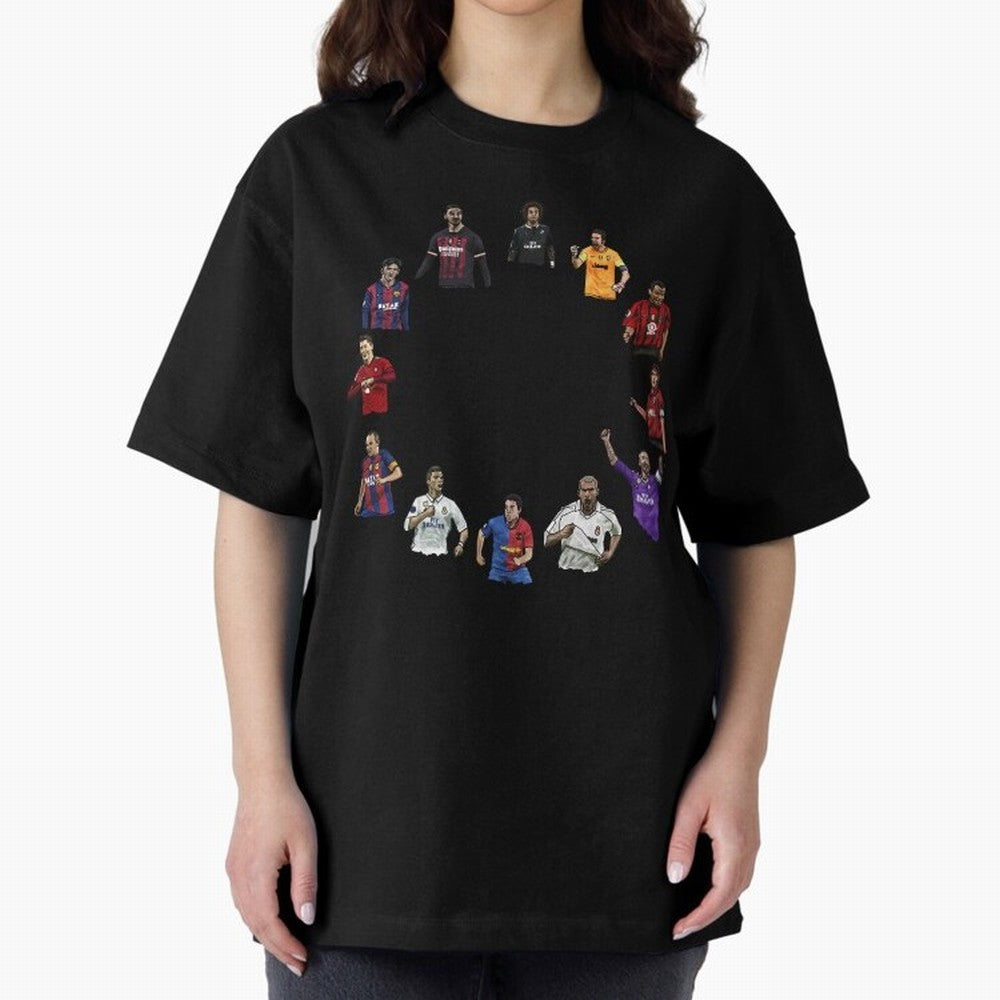 The Best football players Oversized T-Shirt Celebrate Every Goal in Global Football Passion for FIFA World Cup 2026, Filled with Messi, CR7 and Mbappe, Spain, Championship Spirit, Famous Goals, Roaring Crowds and International Football Unity; Ideal