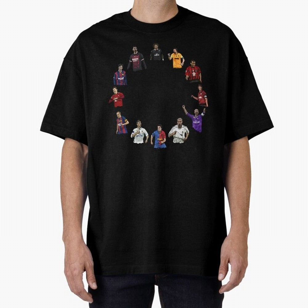 The Best football players Oversized T-Shirt Celebrate Every Goal in Global Football Passion for FIFA World Cup 2026, Filled with Messi, CR7 and Mbappe, Spain, Championship Spirit, Famous Goals, Roaring Crowds and International Football Unity; Ideal