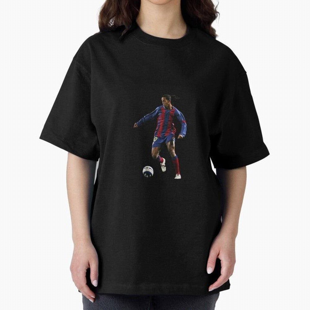 Ronaldinho Gaucho Oversized T-Shirt Show Support during FIFA World Cup 2026 Spirit, with Argentina and Brazil, Neymar, Haaland and Cristiano Ronaldo, Retro Football Energy, Iconic Rivalries, Trophy Chase Drama and Stadium Atmosphere; Created for