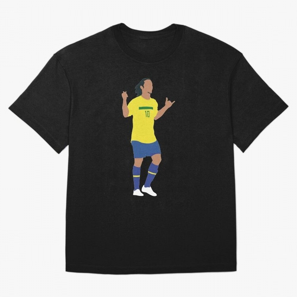 Ronaldinho. Brazil Football. Oversized T-Shirt Honor the Football Icons of Match Day Hype around FIFA World Cup 2026 USA Canada Mexico, Haaland, Brazil, Football Festival Excitement, Trophy Ambitions, Country Rivalries and Star Player Buzz; Great