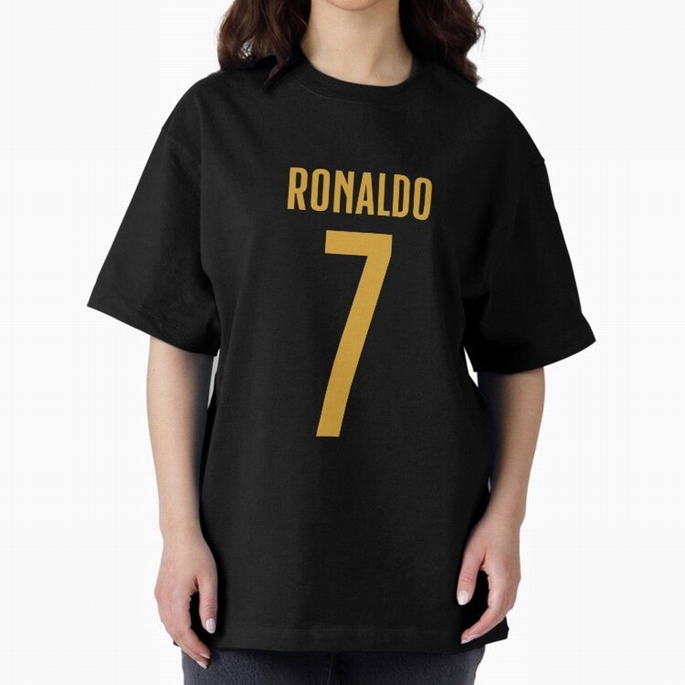 Christiano Ronaldo Portugal Jersey 2023 Oversized T-Shirt Honor Football Greatness during FIFA World Cup 2026 Spirit, Driven by Spain, Mbappe and Neymar, Sports Nostalgia, International Competition, Famous Players and Unforgettable Victories; Great