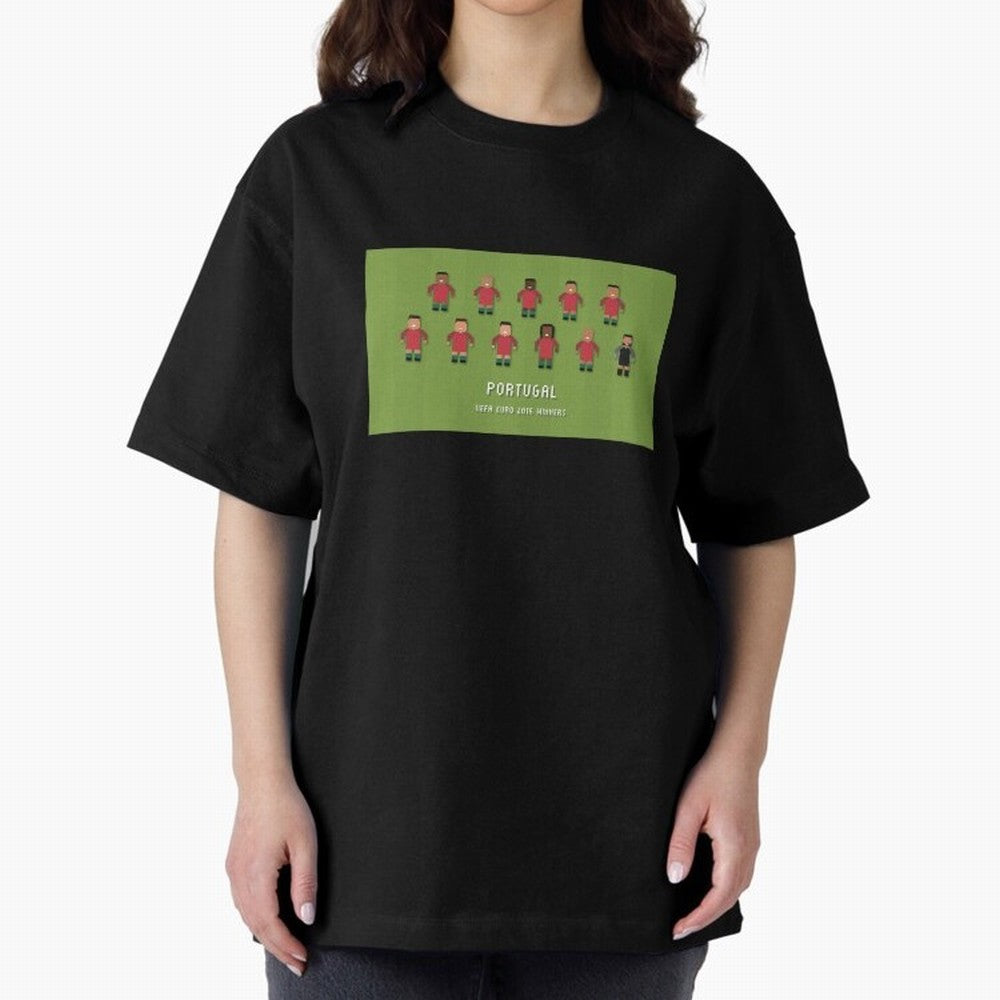 Portugal Euro 2016 Winning Squad Oversized T-Shirt Honor Football Greatness during FIFA World Cup 2026 Spirit, Driven by Spain, Mbappe and Neymar, Sports Nostalgia, International Competition, Famous Players and Unforgettable Victories; Great for