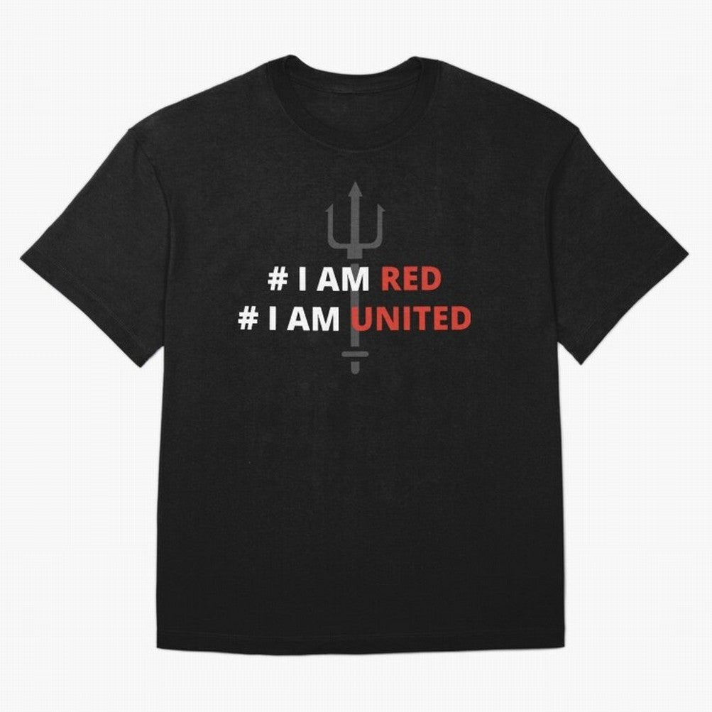I am red, I am United Oversized T-Shirt Follow the Road to the FIFA World Cup 2026 Journey through Messi and Cristiano Ronaldo Highlights, France and Portugal Pride, Worldwide Fan Energy, Dramatic Goals, Stadium Lights and Championship